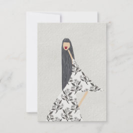 Feminil Blommig Glam Mode Illustrationskort Tack Kort