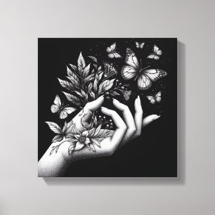 Feminil fjärilillustration minimalistisk estetik canvastryck