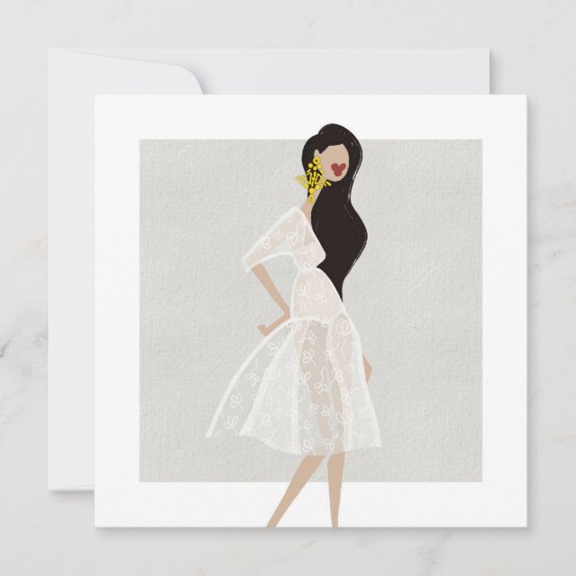 Feminil mjuk modet illustration konstkort inbjudningar (Framsida)