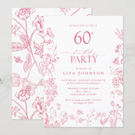 Feminin 60:e Födelsedagsfestens Rosa Viktoriansk B Inbjudningar