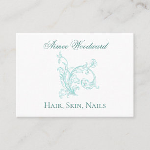Feminin Baroque Embellated Aqua and White Visitkort
