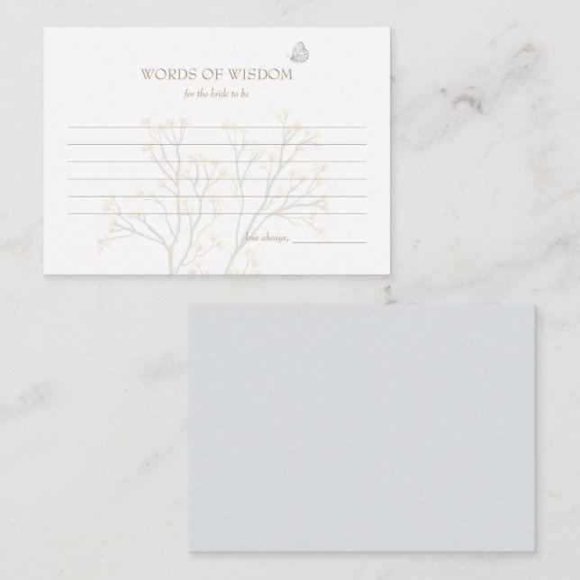 Feminin Blek Blue Butterfly Ord of Wisdom Anteckningskort (Fram/baksida)