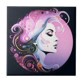 "Feminin blomma" Kvinnors skönhet Kakelplatta