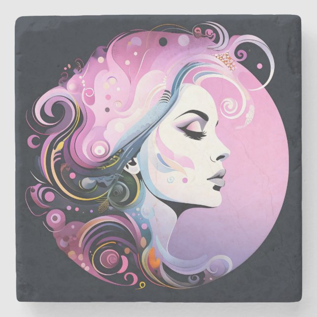 "Feminin blomma" Kvinnors skönhet Stenunderlägg (Framsidan)