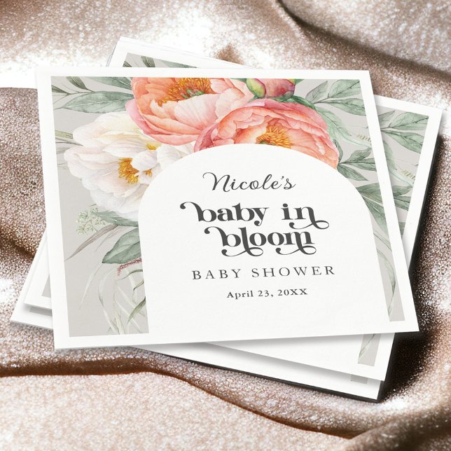 Feminin Blommigt Baby i Bloom Baby Shower Pappersservett (Skapare uppladdad)