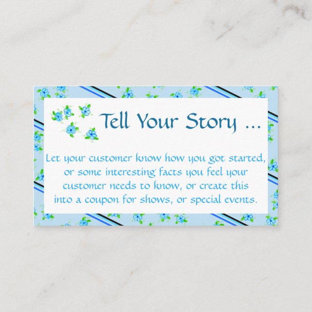 Feminin Blommigt blå Rabattkort (Baksida)
