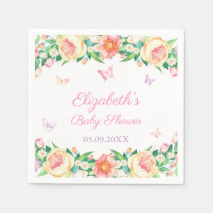 Feminin Blommigt Butterfly Garden Pastel Birthday Pappersservett