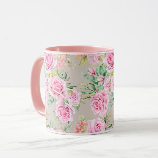 Feminin Blommönster Mugg (Framsida vänster)