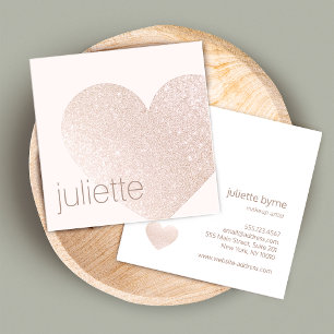 Feminin champagne Rosa Glitter Heart Beauty Salon Fyrkantigt Visitkort