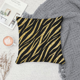 Feminin Chic Luxury Black Guld Classy Zebra tryck Kudde