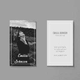 Feminin Elegant, svart och vit fototypografi Visitkort