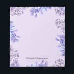 Feminin Elegant Vattenfärg Lilac Flowers Namn Anteckningsblock<br><div class="desc">Elegant vattenfärgsblommor lila lilac-blommor med anpassade namn för ett personlig anteckningsblock.</div>