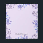 Feminin Elegant Vattenfärg Lilac Flowers Namn Anteckningsblock<br><div class="desc">Elegant vattenfärgsblommor lila lilac-blommor med anpassade namn för ett personlig anteckningsblock.</div>