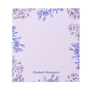 Feminin Elegant Vattenfärg Lilac Flowers Namn Anteckningsblock