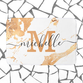 Feminin Elegant Vit Guld-skript Monogram Brev Badrumsmatta