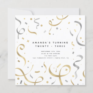 Feminin Faux Guld & Silver Modern Vuxen Birday Inbjudningar