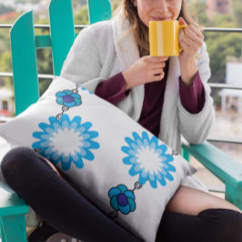 Feminin geometrisk blå Blommar, petal symmetri Lumbarkudde