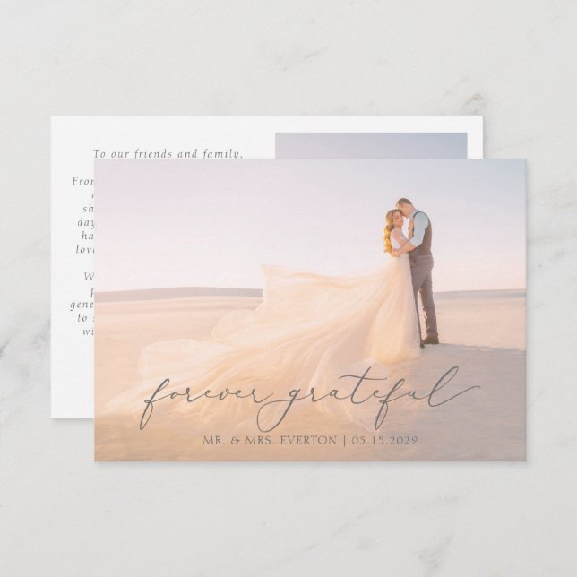 Feminin kalligrafi, Fullt, utfallsfoto Bröllop än Tack Kort (Fram/baksida)