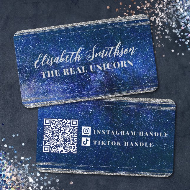 Feminin kelestial Personlig Glitter, blå Visitkort (Skapare uppladdad)