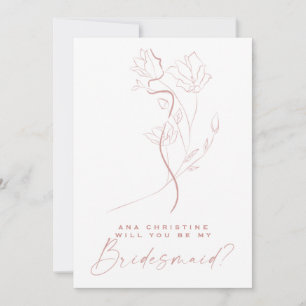 Feminin konst  Rosa Flower Bridesmaid Frieri Inbjudningar