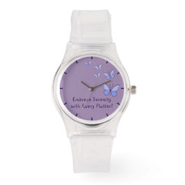 Feminin Lila Blue Butterflies med citat Armbandsur