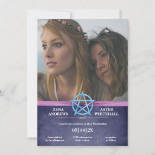 Feminin Lila Wicca Pentacle Handfastsättning Inbjudningar