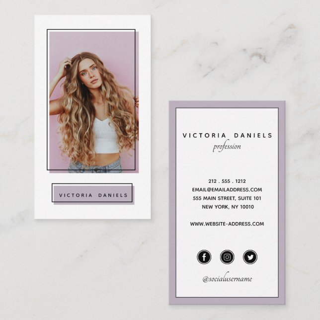 Feminin Logotyp Lavender | Actor Photo social medi Visitkort (Fram/baksida)
