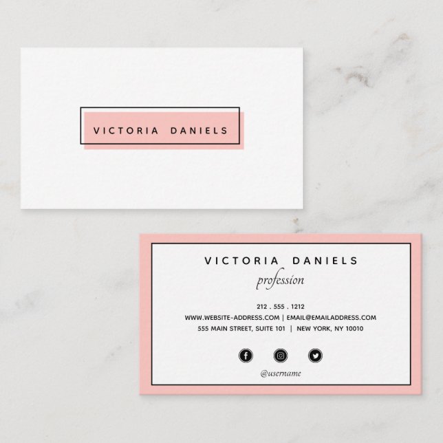Feminin Logotyp | ROSA | Media i professionell soc Visitkort (Fram/baksida)