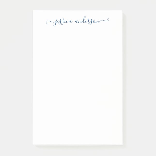 Feminin, modern klassisk Elegant, blått skript i m Post-it Block (Framsida)