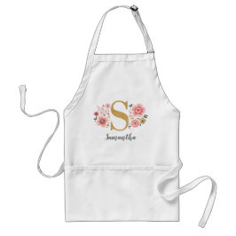 Feminin monogram Första Rosan Guld Brev S Förkläde