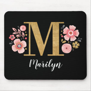 Feminin Monogram Initial Rosa Black Brev M Musmatta