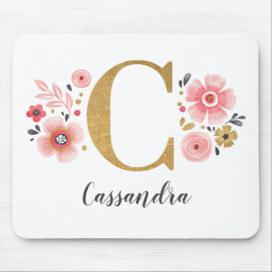 Feminin Monogram Initial Rosa Guld Brev C Musmatta