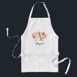 Feminin monogram Rosa Blommigt Brev A Chef Förkläde<br><div class="desc">Ett vackert,  femininin monogrammat musknapp för rosa blommigt,  med rosa blommor och ett faux guld monogram brev A. Anpassa musmattan genom att lägga till ditt namn under monogrammet. Gör en roligt till en vän eller till en brud gåva. Designad av Blackberry Boulevard.</div>