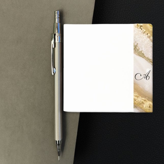 Feminin monogrammanus gyllene marmor post-it block (Feminine named script golden marble post-it notes)