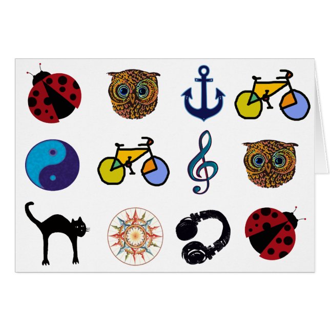 feminin mönster-design hälsningskort (Framsidan Horizontal)