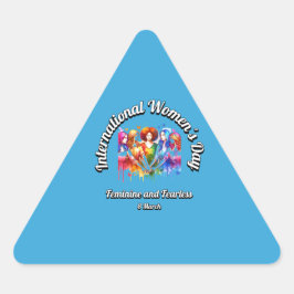 Feminin och fruktlös. Internationell kvinnodag. Triangelformat Klistermärke