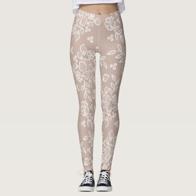 Feminin  och vitt Trendig Snöre Yoga Leggings (Framsida)