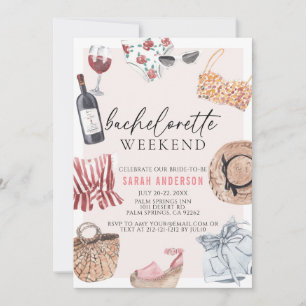 Feminin profit Bachelorette Helg Itinerary Inbjudningar