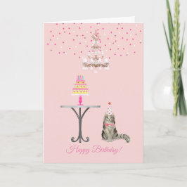 Feminin Rosa Birthday Card från Katt Kort