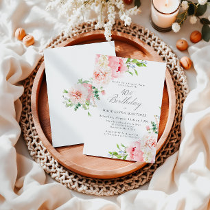 Feminin Rosa Blommigt 40:e födelsedagen Surprise P Inbjudningar