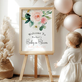 Feminin Rosa Blommigt Baby i Bloom Baby Shower Poster