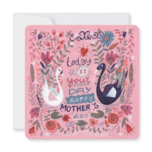 Feminin rosa blommigt svan Mors dag