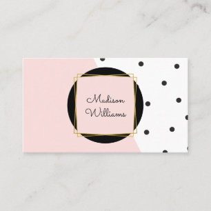 Feminin Rosa Färg Block och Polka dots Mönster Visitkort