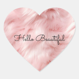 Feminin Rosa Faux Päls Hjärtformat Klistermärke