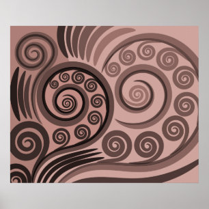 Feminin Rosa Fern-Frond Curls Poster