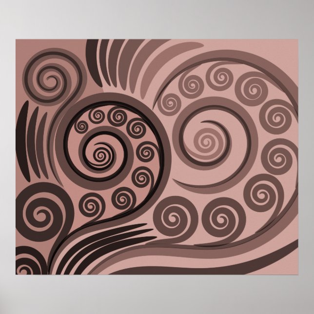 Feminin Rosa Fern-Frond Curls Poster (Framsidan)