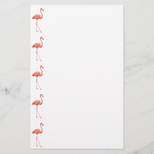 Feminin Rosa Flamingo Mönster Brevpapper (Framsida)