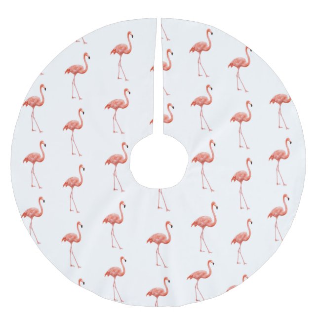 Feminin Rosa Flamingo Mönster Julgransmatta Borstad Polyester (Framsidan)