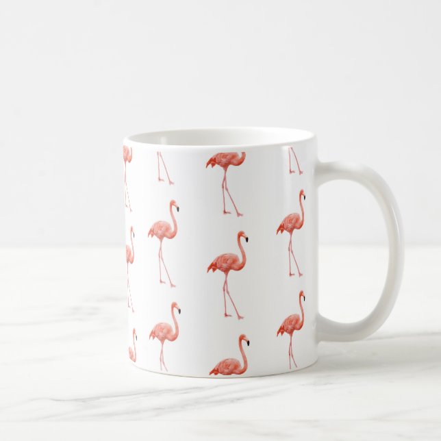 Feminin Rosa Flamingo Mönster Kaffemugg (Höger)