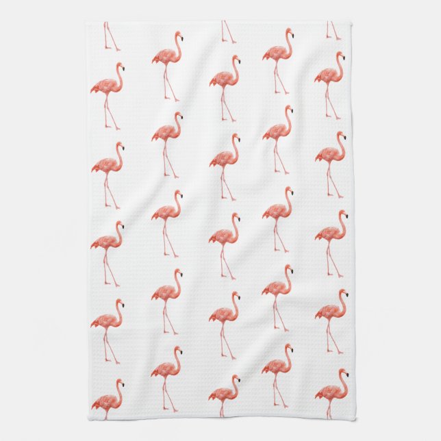 Feminin Rosa Flamingo Mönster Kökshandduk (Vertikal)